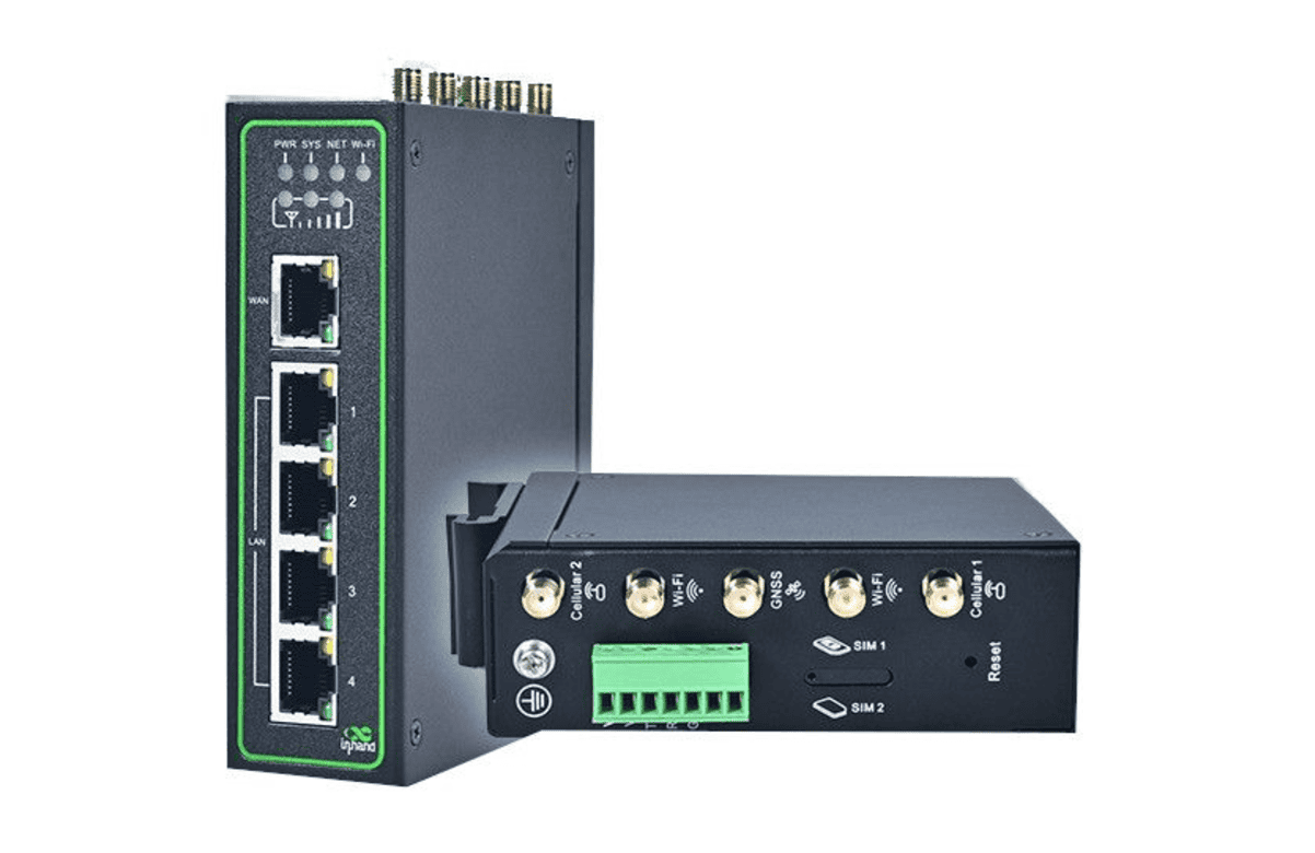 InHand IR315 router, vertical and horizontal views - for product resources list on OptConnect IR315 product page